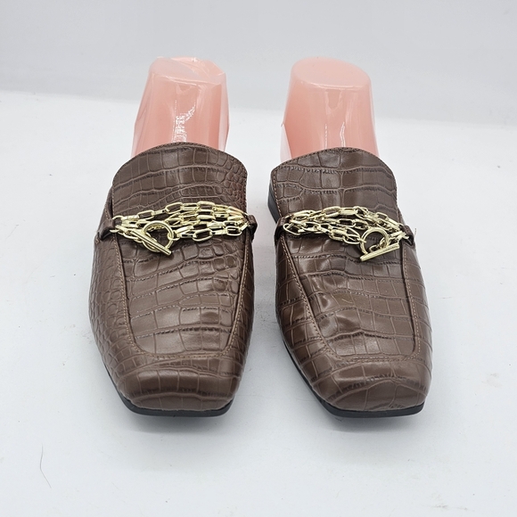 Open Edit Nash Faux Leather Mules Loafers | Brown Croco Print | Women’s 7.5 NWOB - Picture 3 of 8
